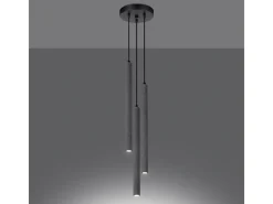 Lámparas Colgantes Pastelo Moderno De Concreto - 3 Fuentes Luminosas - L.19,5 X A.115 Cm - Gris