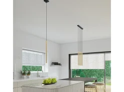 Lámparas Colgantes Pastelo Moderno De Acero - 1 Fuentes Luminosas - L.8 X A.100 Cm - Brillo Dorado