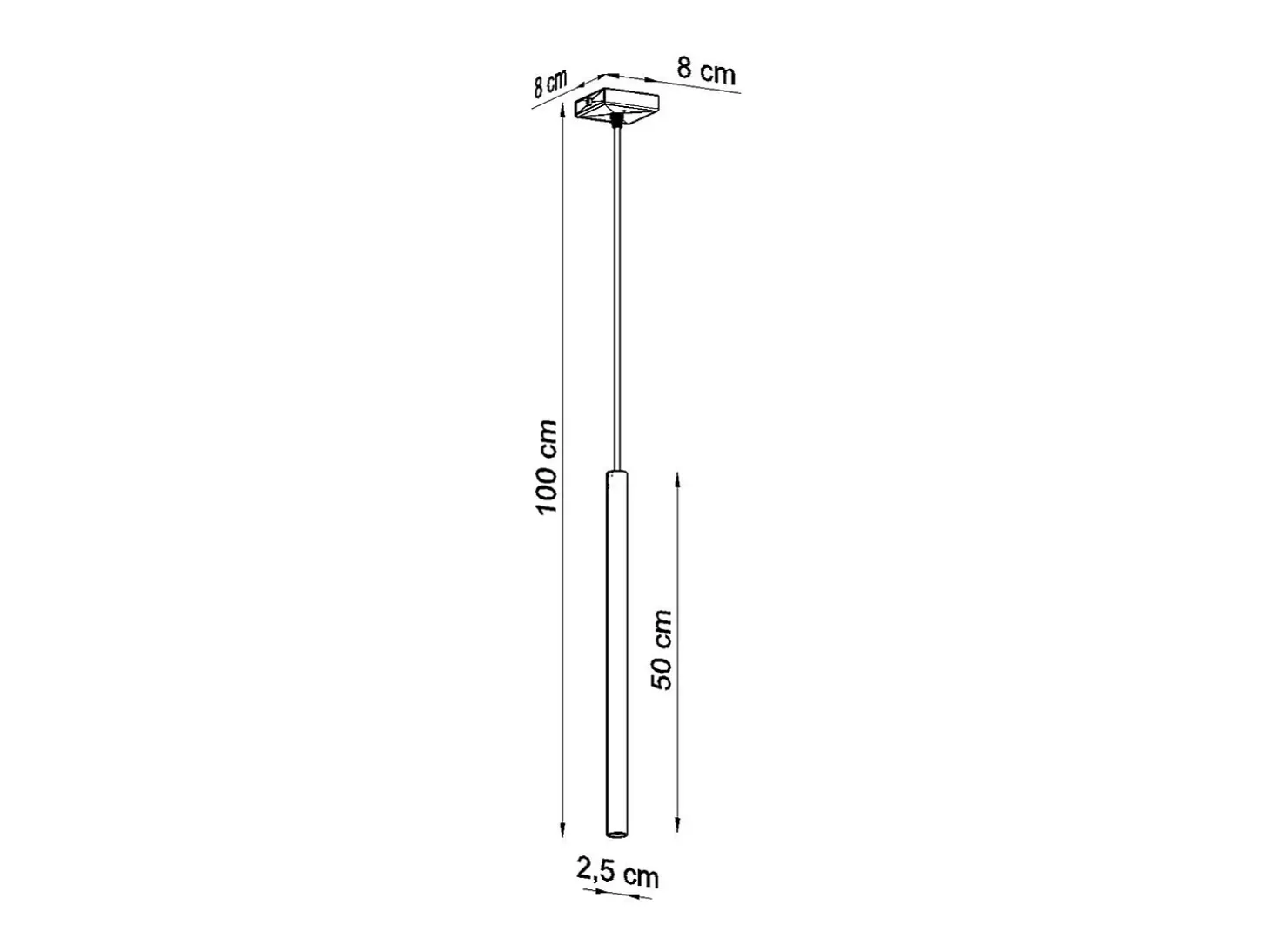 Lámparas Colgantes Pastelo Moderno De Acero - 1 Fuentes Luminosas - L.8 X A.100 Cm - Brillo Dorado