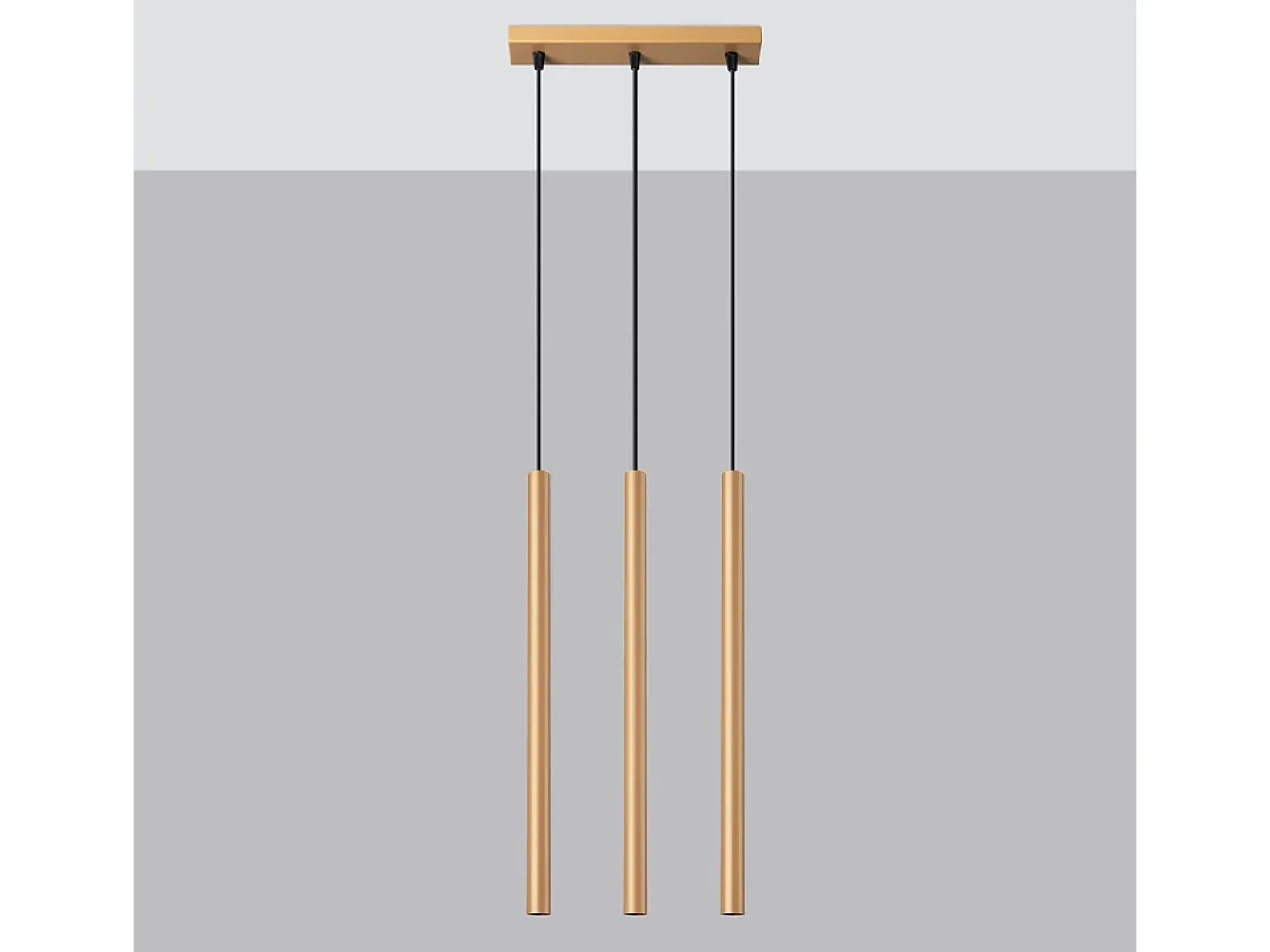 Lámparas Colgantes Pastelo Moderno De Acero - 3 Fuentes Luminosas - L.30 X A.115 Cm - Dorado