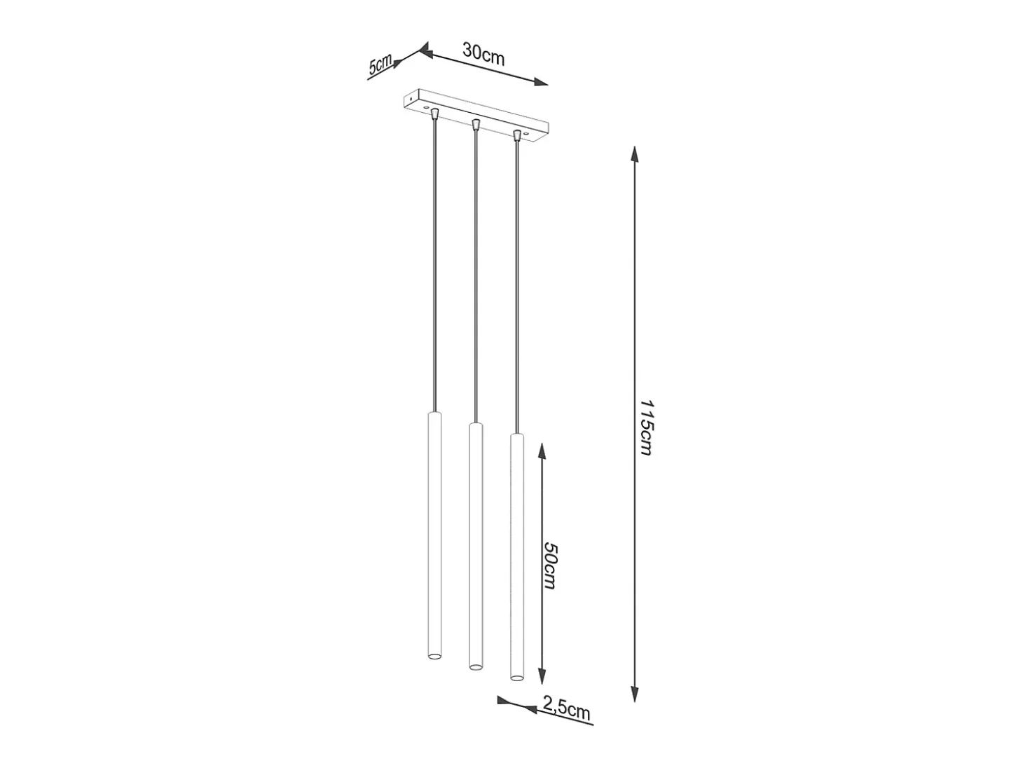 Lámparas Colgantes Pastelo Moderno De Acero - 3 Fuentes Luminosas - L.30 X A.115 Cm - Dorado