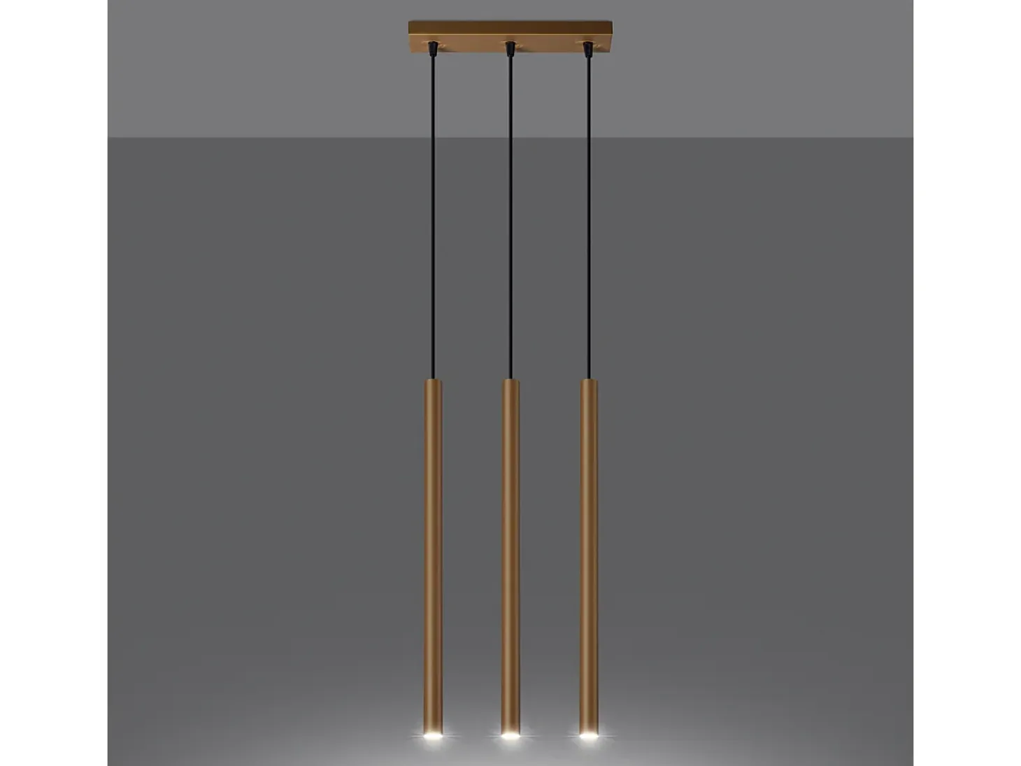 Lámparas Colgantes Pastelo Moderno De Acero - 3 Fuentes Luminosas - L.30 X A.115 Cm - Dorado