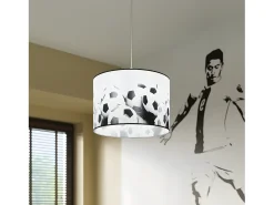 Lámparas Colgantes Piłka Moderno De Cloruro De Polivinilo - 1 Fuentes Luminosas - L.30 X A.82 Cm - Blanco Negro