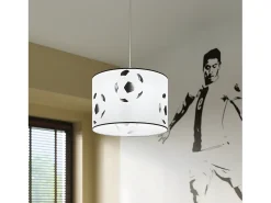 Lámparas Colgantes Piłka Moderno De Cloruro De Polivinilo - 1 Fuentes Luminosas - L.30 X A.82 Cm - Blanco Negro