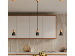 Lámparas colgantes Polaric moderno de betoNo aplicablerewno - 1 fuentes luminosas 4000K - L.10 x A.120 cm - negro/madera natural