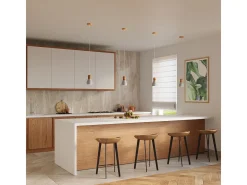 Lámparas colgantes Polaric moderno de hormigón - 1 fuentes luminosas 3000K - L.10 x A.120 cm - gris/madera natural