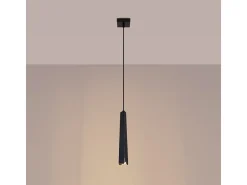 Lámparas Colgantes Prysm Escandinavo De Acero - 1 Fuentes Luminosas - L.8 X A.120 Cm - Negro