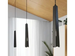 Lámparas Colgantes Prysm Escandinavo De Acero - 1 Fuentes Luminosas - L.8 X A.120 Cm - Negro