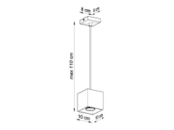 Lámparas colgantes Quadx moderno de aluminio - 1 fuentes luminosas 3000K - L.10 x A.110 cm - blanco