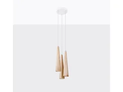 Lámparas colgantes Ravo escandinavo de madera - 3 fuentes luminosas 3000K - L.20 x A.120 cm - madera natural
