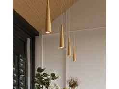 Lámparas colgantes Ravo escandinavo de madera - 1 fuentes luminosas 3000K - L.8 x A.120 cm - madera natural