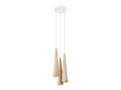 Lámparas colgantes Ravo escandinavo de madera - 3 fuentes luminosas 4000K - L.20 x A.120 cm - madera natural