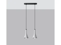 Lámparas Colgantes Rea Moderno De Concreto - 2 Fuentes Luminosas - L.34 X A.113 Cm - Gris