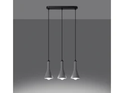 Lámparas Colgantes Rea Moderno De Concreto - 3 Fuentes Luminosas - L.46 X A.110 Cm - Gris