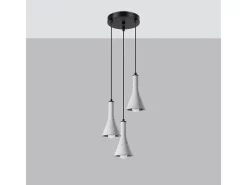Lámparas Colgantes Rea Moderno De Concreto - 3 Fuentes Luminosas - L.27 X A.115 Cm - Gris