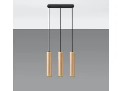 Lámparas colgantes Silno escandinavo de madera - 3 fuentes luminosas 3000K - L.45 x A.90 cm - madera natural