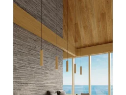 Lámparas colgantes Silno escandinavo de madera - 3 fuentes luminosas 3000K - L.45 x A.90 cm - madera natural