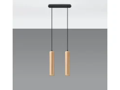 Lámparas colgantes Silno escandinavo de madera - 2 fuentes luminosas 3000K - L.30 x A.90 cm - madera natural