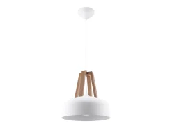 Lámparas colgantes Solivo moderno de acero/madera - 1 fuentes luminosas 4000K - L.30 x A.85 cm - blanco/madera natural