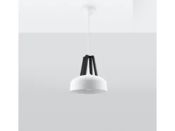 Lámparas colgantes Solivo moderno de acero/madera - 1 fuentes luminosas 3000K - L.30 x A.85 cm - blanco negro