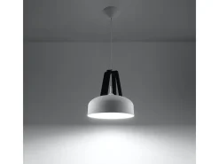 Lámparas colgantes Solivo moderno de acero/madera - 1 fuentes luminosas 4000K - L.30 x A.85 cm - blanco negro