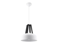 Lámparas colgantes Solivo moderno de acero/madera - 1 fuentes luminosas 4000K - L.30 x A.85 cm - blanco negro
