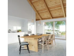 Lámparas colgantes Solivo moderno de acero/madera - 1 fuentes luminosas 3000K - L.30 x A.85 cm - blanco/madera natural