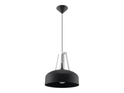 Lámparas colgantes Solivo moderno de acero/madera - 1 fuentes luminosas 4000K - L.30 x A.85 cm - blanco negro