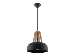 Lámparas colgantes Solivo moderno de acero/madera - 1 fuentes luminosas 3000K - L.30 x A.85 cm - negro/madera natural