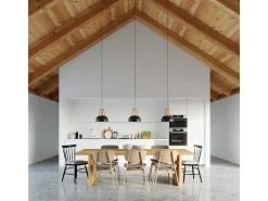 Lámparas colgantes Solivo moderno de acero/madera - 1 fuentes luminosas 3000K - L.30 x A.85 cm - negro/madera natural