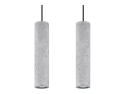 Lámparas colgantes Solvix industrial de concreto - 2 fuentes luminosas 4000K - L.30 x A.90 cm - gris