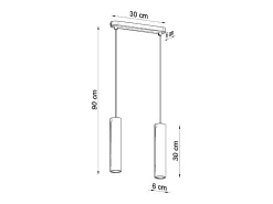 Lámparas colgantes Solvix industrial de concreto - 2 fuentes luminosas 3000K - L.30 x A.90 cm - gris