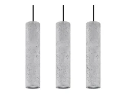 Lámparas colgantes Solvix industrial de concreto - 3 fuentes luminosas 4000K - L.45 x A.90 cm - gris