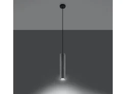 Lámparas colgantes Solvix industrial de concreto - 1 fuentes luminosas 4000K - L.8 x A.105 cm - gris