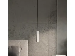 Lámparas colgantes Solvix industrial de concreto - 1 fuentes luminosas 4000K - L.8 x A.105 cm - gris
