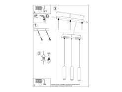Lámparas colgantes Solvix industrial de concreto - 3 fuentes luminosas 3000K - L.45 x A.90 cm - gris
