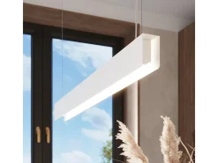 Lámparas Colgantes Spark Moderno De Acero - 1 Fuentes Luminosas - L.100 X A.120 Cm - Blanco