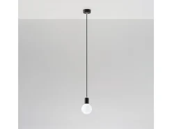 Lámparas colgantes Speis moderno de tela/acero - 1 fuentes luminosas 3000K - L.8 x A.106 cm - negro