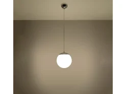 Lámparas colgantes Stera minimalista de acero/vidrio - 1 fuentes luminosas 4000K - L.20 x A.110 cm - blanco/cromo