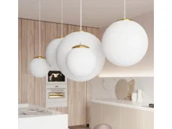 Lámparas colgantes Stera minimalista de acero/vidrio - 1 fuentes luminosas 4000K - L.40 x A.130 cm - Oro blanco