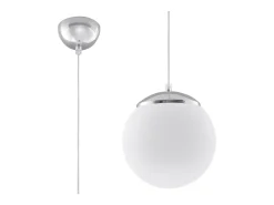 Lámparas colgantes Stera minimalista de acero/vidrio - 1 fuentes luminosas 3000K - L.20 x A.110 cm - blanco/cromo