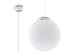Lámparas colgantes Stera minimalista de acero/vidrio - 1 fuentes luminosas 3000K - L.40 x A.130 cm - blanco/cromo