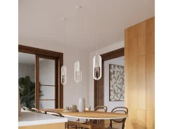 Lámparas colgantes Synexus moderno de acero - 1 fuentes luminosas 3000K - L.11 x A.140 cm - blanco