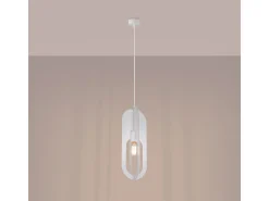 Lámparas colgantes Synexus moderno de acero - 1 fuentes luminosas 4000K - L.11 x A.140 cm - blanco