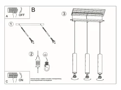 Lámparas colgantes Toris moderno de acero - 3 fuentes luminosas 3000K - L.45 x A.90 cm - blanco