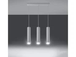 Lámparas colgantes Toris moderno de acero - 3 fuentes luminosas 4000K - L.45 x A.90 cm - blanco