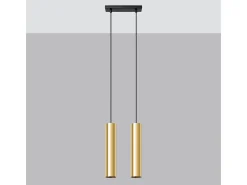 Lámparas colgantes Toris moderno de acero - 2 fuentes luminosas 3000K - L.30 x A.90 cm - brillo dorado
