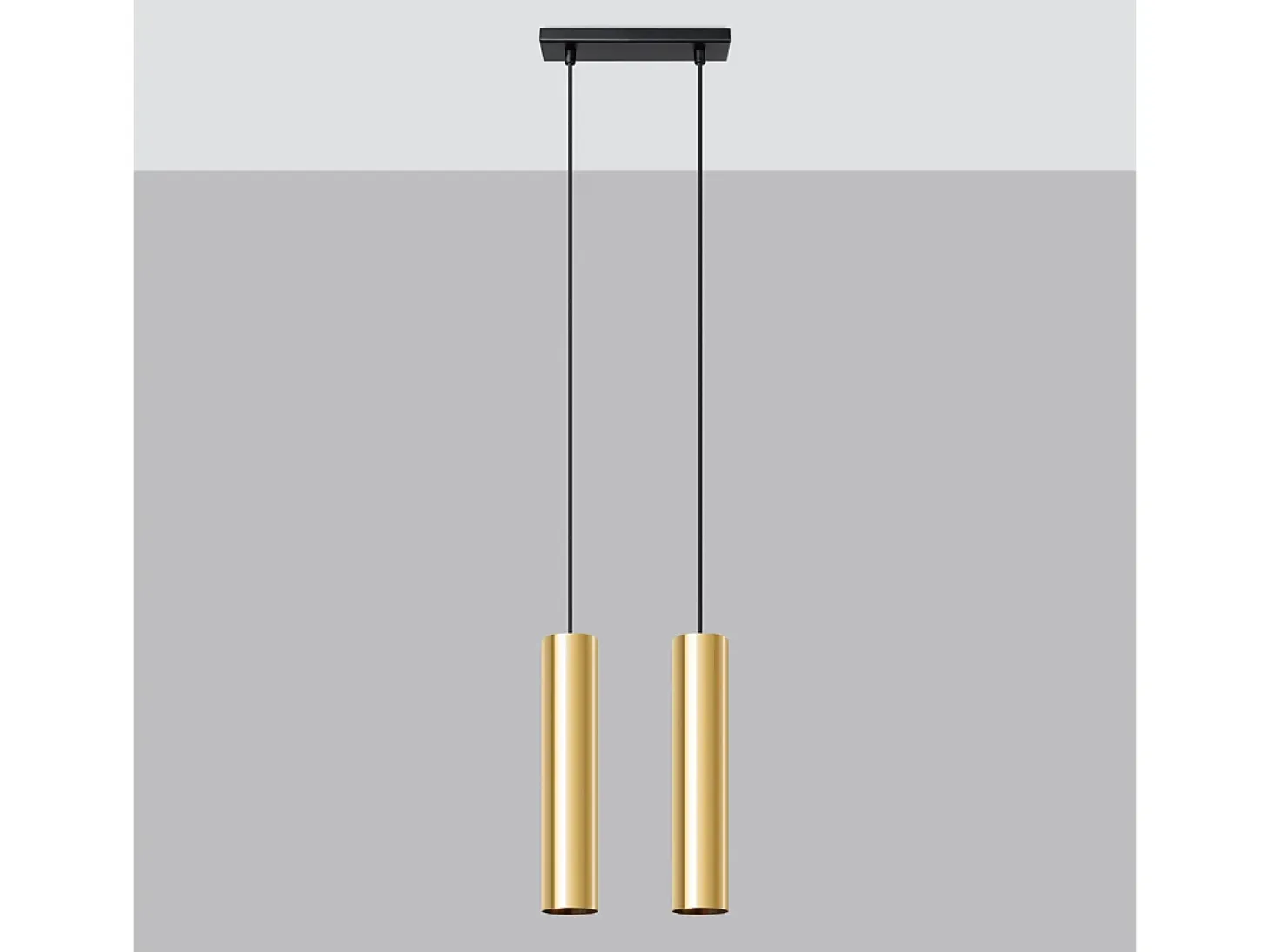 Lámparas colgantes Toris moderno de acero - 2 fuentes luminosas 3000K - L.30 x A.90 cm - brillo dorado