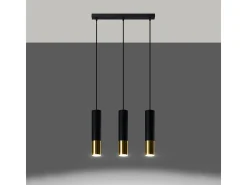 Lámparas colgantes Zarpex moderno de acero - 3 fuentes luminosas 4000K - L.45 x A.90 cm - oro negro