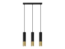 Lámparas colgantes Zarpex moderno de acero - 3 fuentes luminosas 4000K - L.45 x A.90 cm - oro negro